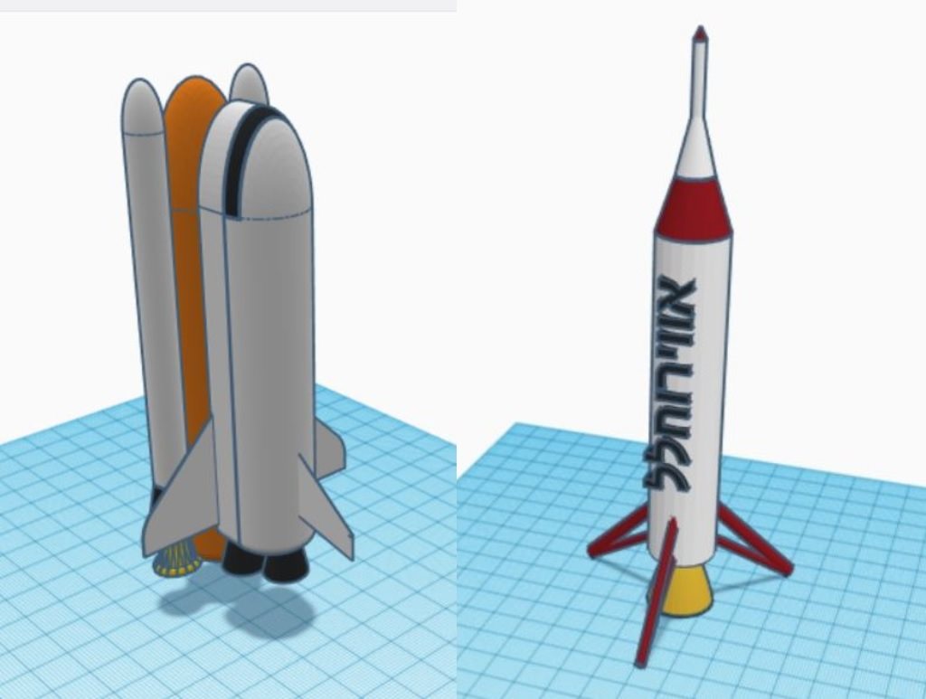 תוצר מודל תלת מימדי של מעבורת חלל ומשגר