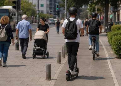 אילוסטרציה אופניים וקורקינט חשמליים