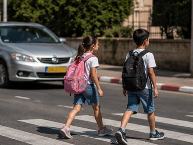 אילוסטרציה ילדים חוצים כביש (AI)